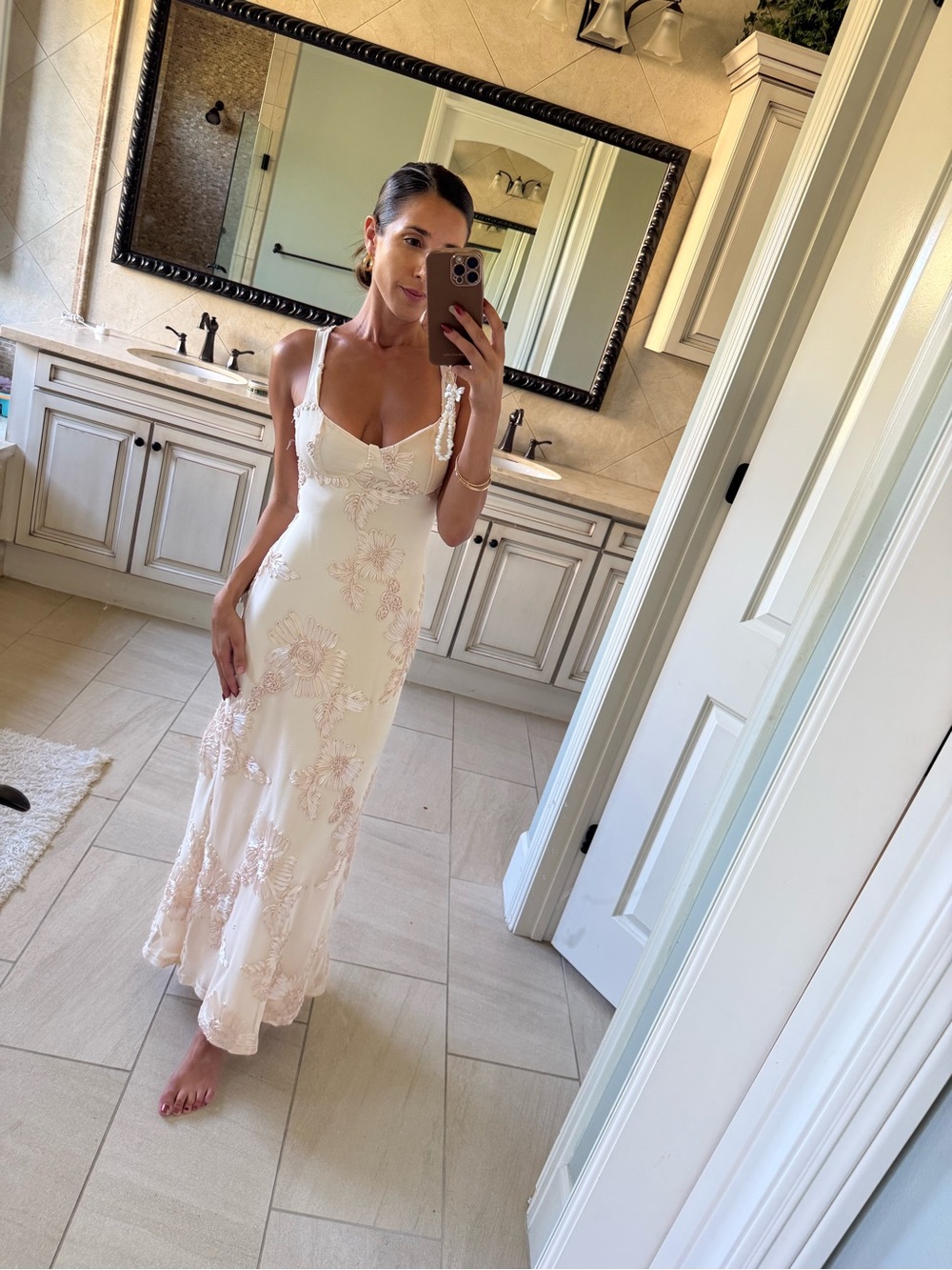 Floral Maxi Dress in Cream & Pink Like New